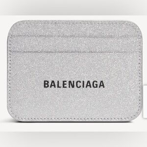 BALENCIAGA Sparkling Silver Card Holder